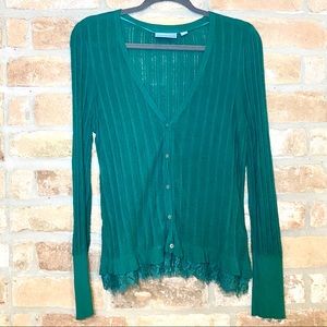 Simply Vera Wang Green Lace Cardigan - Size Large